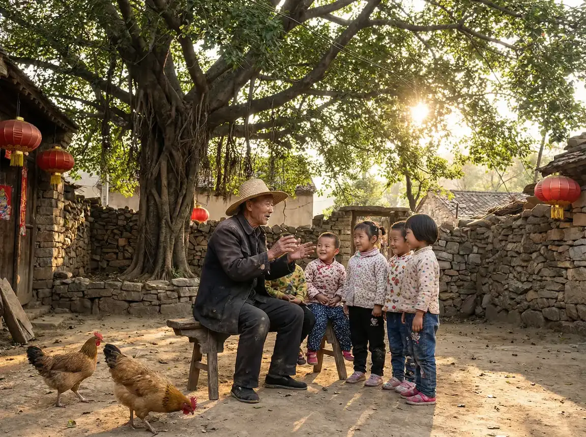 老人在大榕树下给孩子们讲故事 - 幸福宝APP入口在线观看 乡村记忆